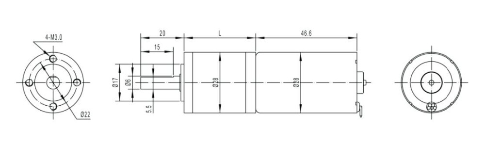 28mm قطر DC برش کان سواءِ گرينٽري گيئر موٽر (5)